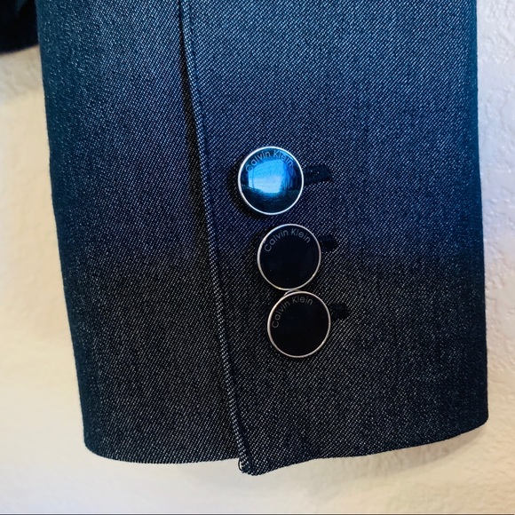 Calvin Klein Stretch Short Fitted Jacket Navy Blue - Picture 6 of 8